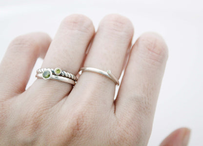 925 Sterling Silver A Set of 3 Stacking Ring detailed with colored Cubic Zirconia