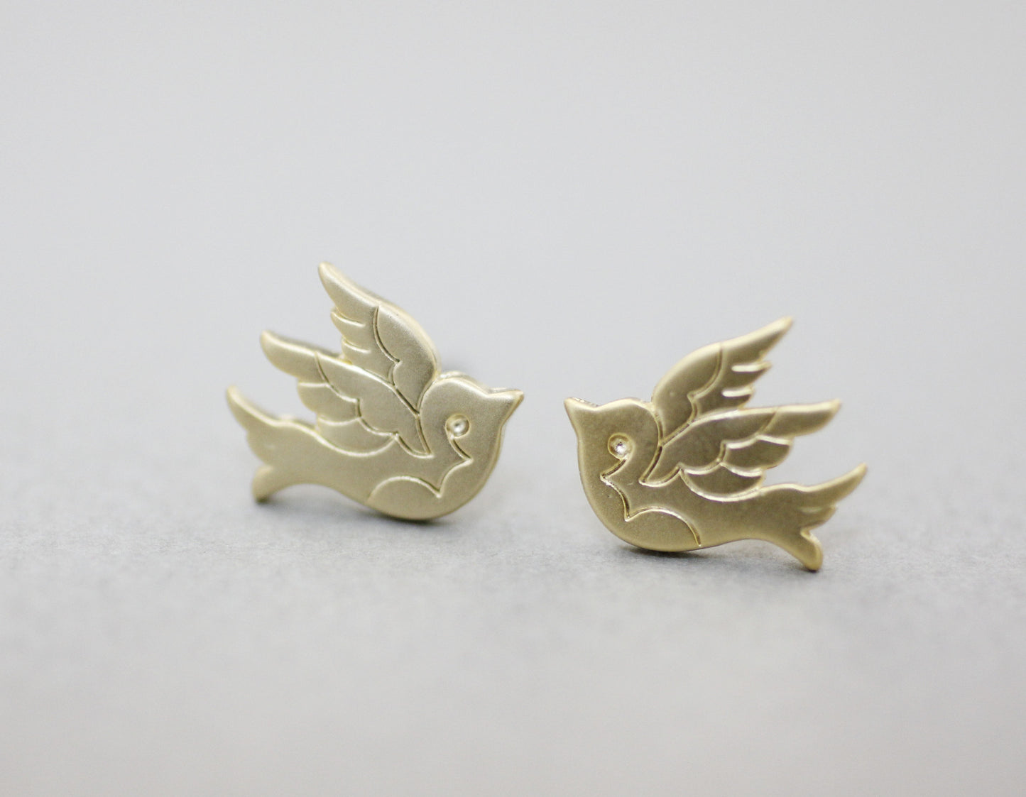 Flying Hummingbird earrings and Peace Dove Bird Earrings in Gold/Silver