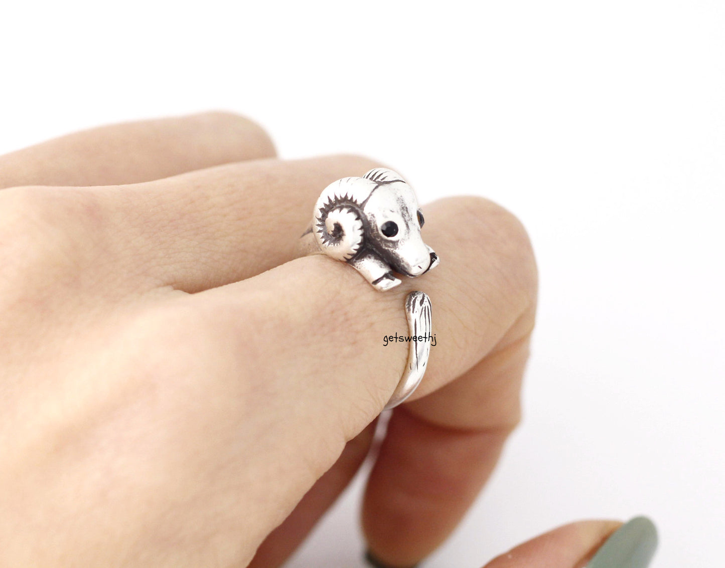 Cute Sheep ring, Ram wrap ring ,R0366S