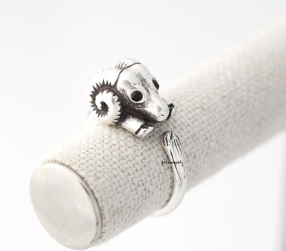 Cute Sheep ring, Ram wrap ring ,R0366S