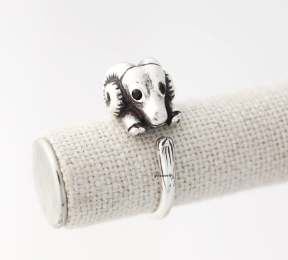 Cute Sheep ring, Ram wrap ring ,R0366S