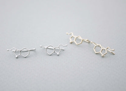 Serotonin Molecule Ear climber, Serotonin Ear Crawle,Molecule ear Sweep earrings