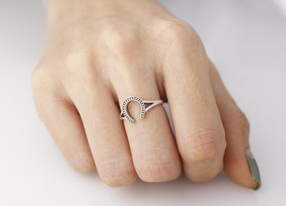 925 Sterling Silver Lucky Horseshoe Stacking Ring