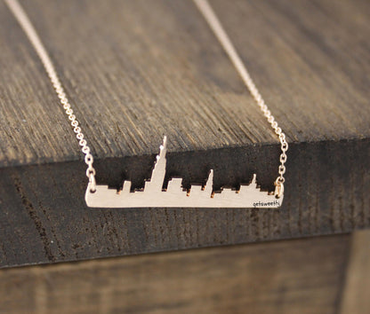 Cityscape Necklace, Skyline Necklace- New York Necklace, NY Necklace in 3 colors,  N0380K