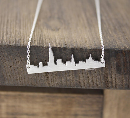 Cityscape Necklace, Skyline Necklace- New York Necklace, NY Necklace in 3 colors,  N0380K