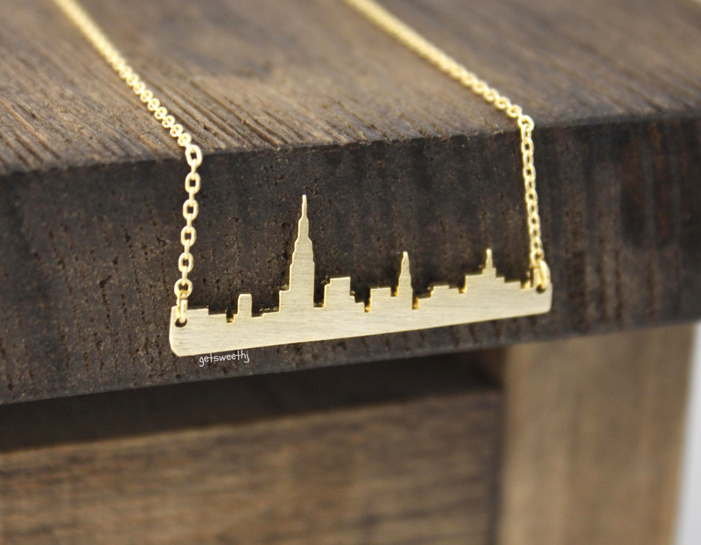 Cityscape Necklace, Skyline Necklace- New York Necklace, NY Necklace in 3 colors,  N0380K