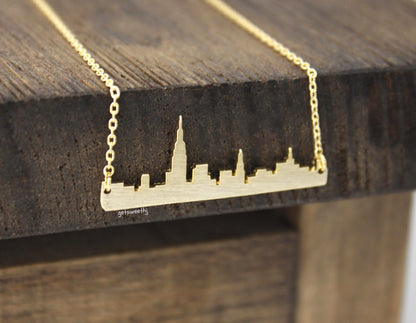 Cityscape Necklace, Skyline Necklace- New York Necklace, NY Necklace in 3 colors,  N0380K