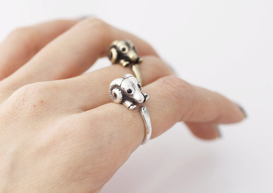 Cute Sheep ring, Ram wrap ring ,R0366S