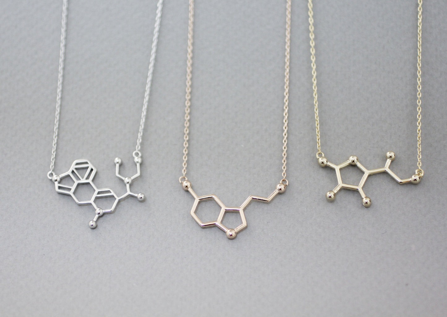 Ecstasy Molecule Necklace / Serotonin Molecule Necklace / Vitamin C Molecule Necklace