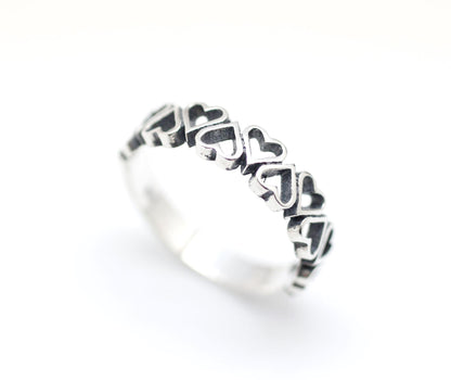 925 Sterling Silver Delicate Cut out Heart Line  ring