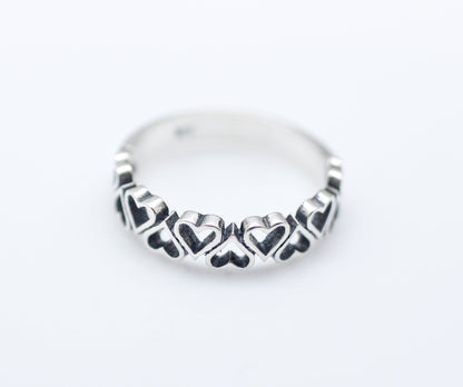 925 Sterling Silver Delicate Cut out Heart Line  ring