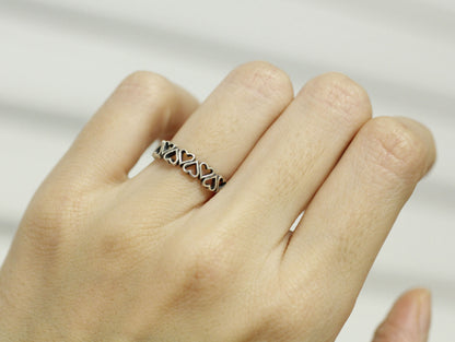 925 Sterling Silver Delicate Cut out Heart Line  ring