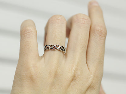 925 Sterling Silver Delicate Cut out Heart Line  ring