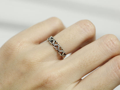 925 Sterling Silver Delicate Cut out Heart Line  ring