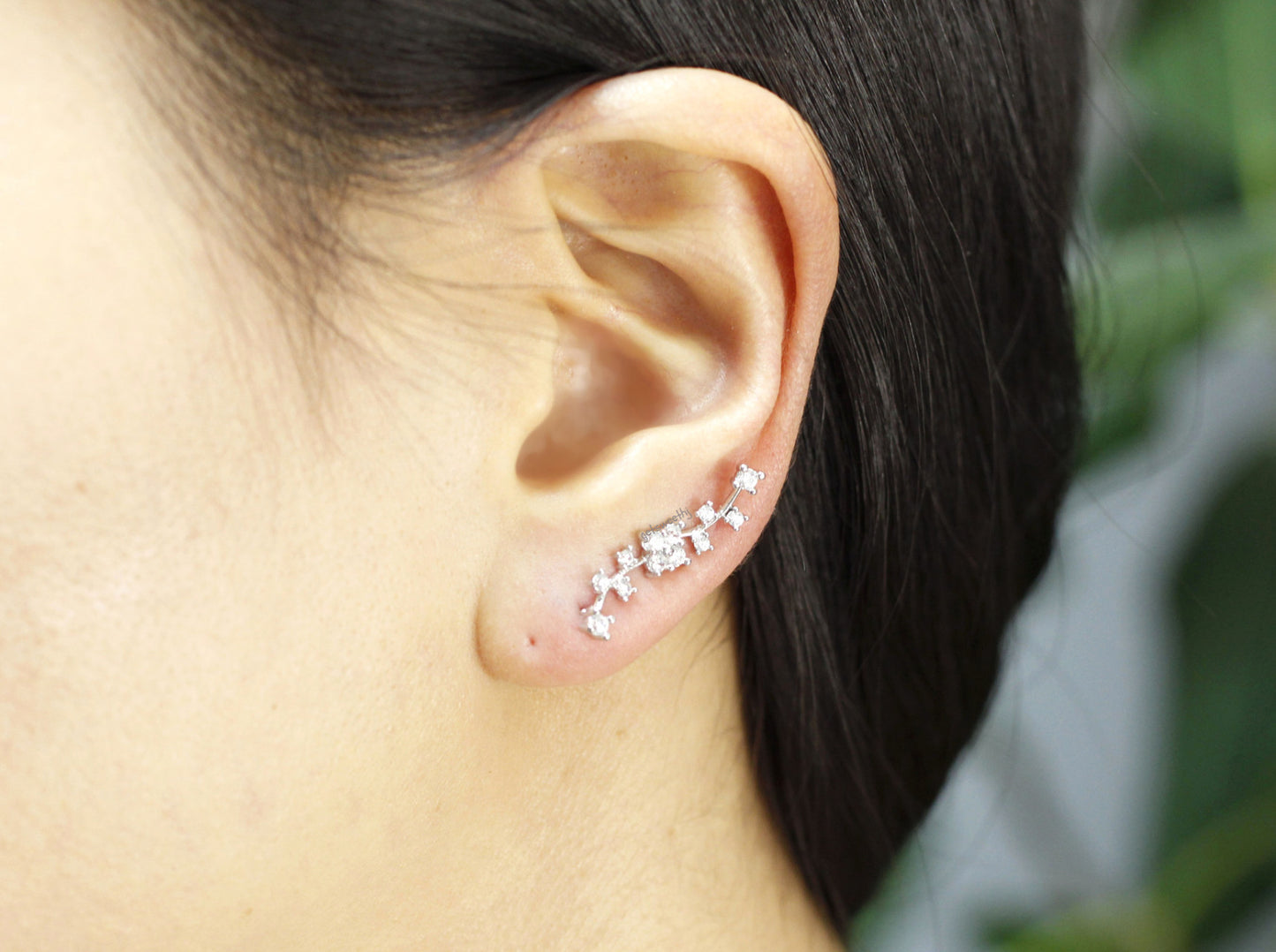 Cubic Wave Bar Ear pin, flower Crawler, ear cuff style Stud Earrings