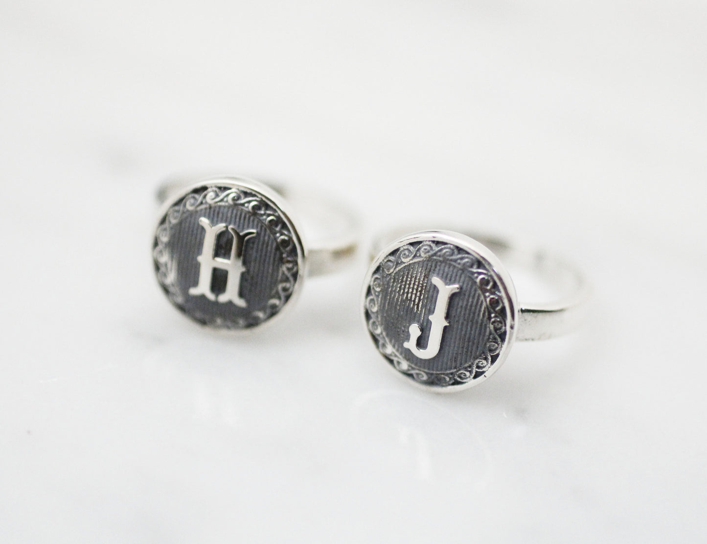 925 sterling silver Initial ring, Personalized initial ,Disc initial ring, Hand Stamped Ring
