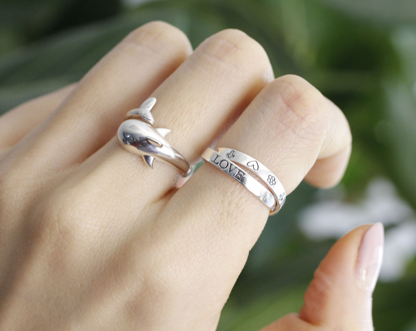 925 Sterling Silver Cute  Dolphin Ring