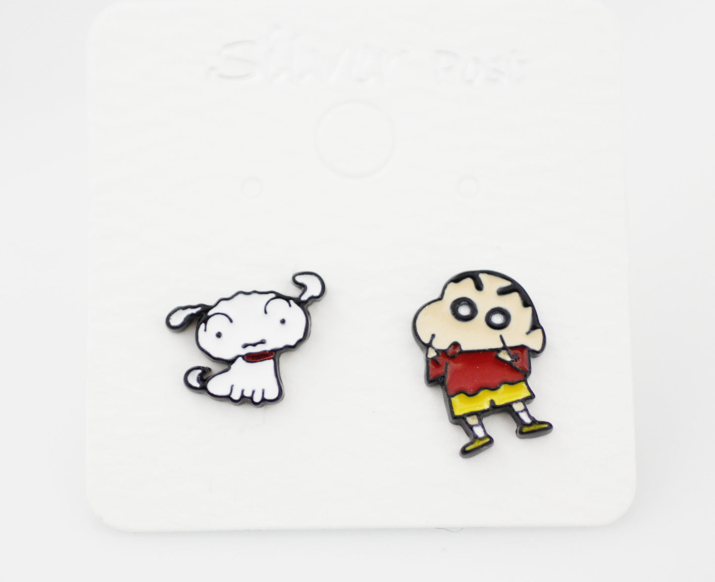 Cute Cartoon characters earrings, Crayon Shin Chan and Shiro Stud earrings