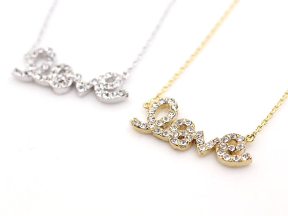 925 sterling silver LOVE charm Necklace detailed with CZ in Gold /silver