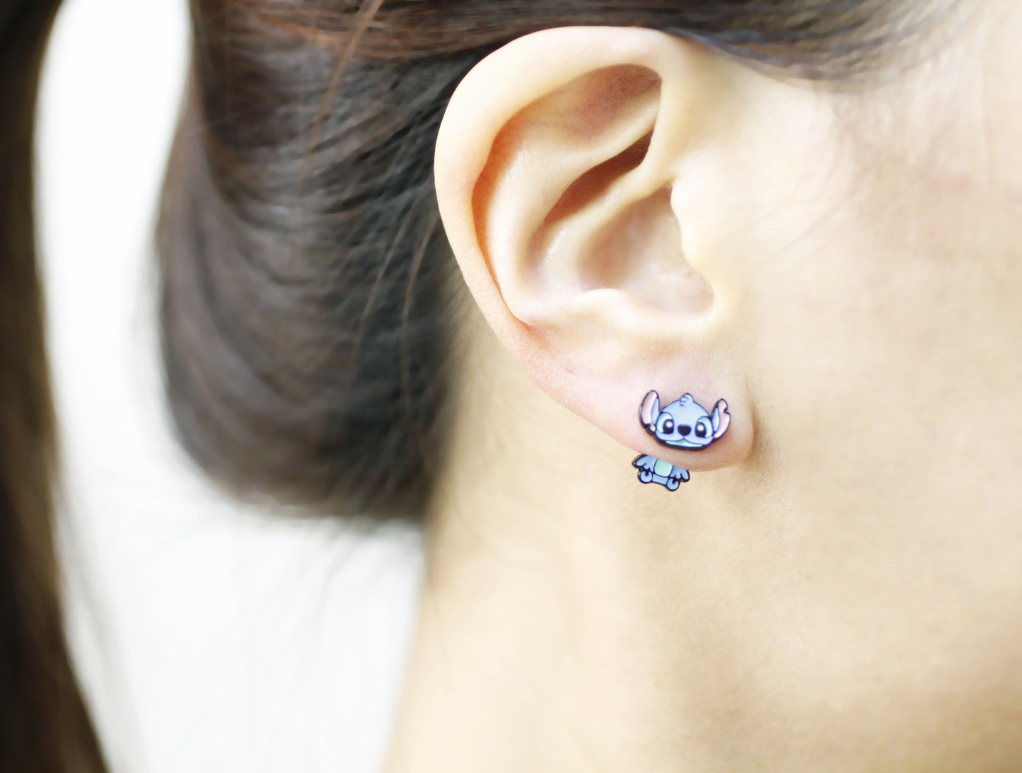 Disney-licensed Disney characters earrings, Lilo and Stitch Ear jackets drop earrings