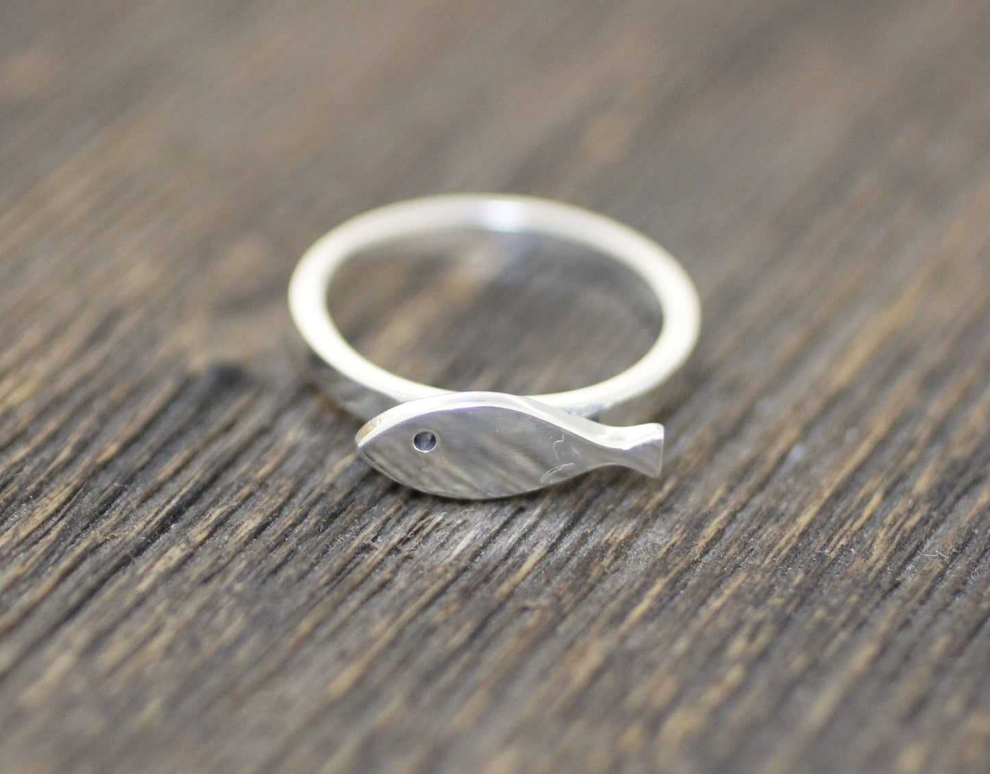 925 sterling silver Cute Fish Band Ring