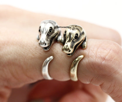 Cute Tyrannosaurus dinosaur Wrap adjustable Ring,