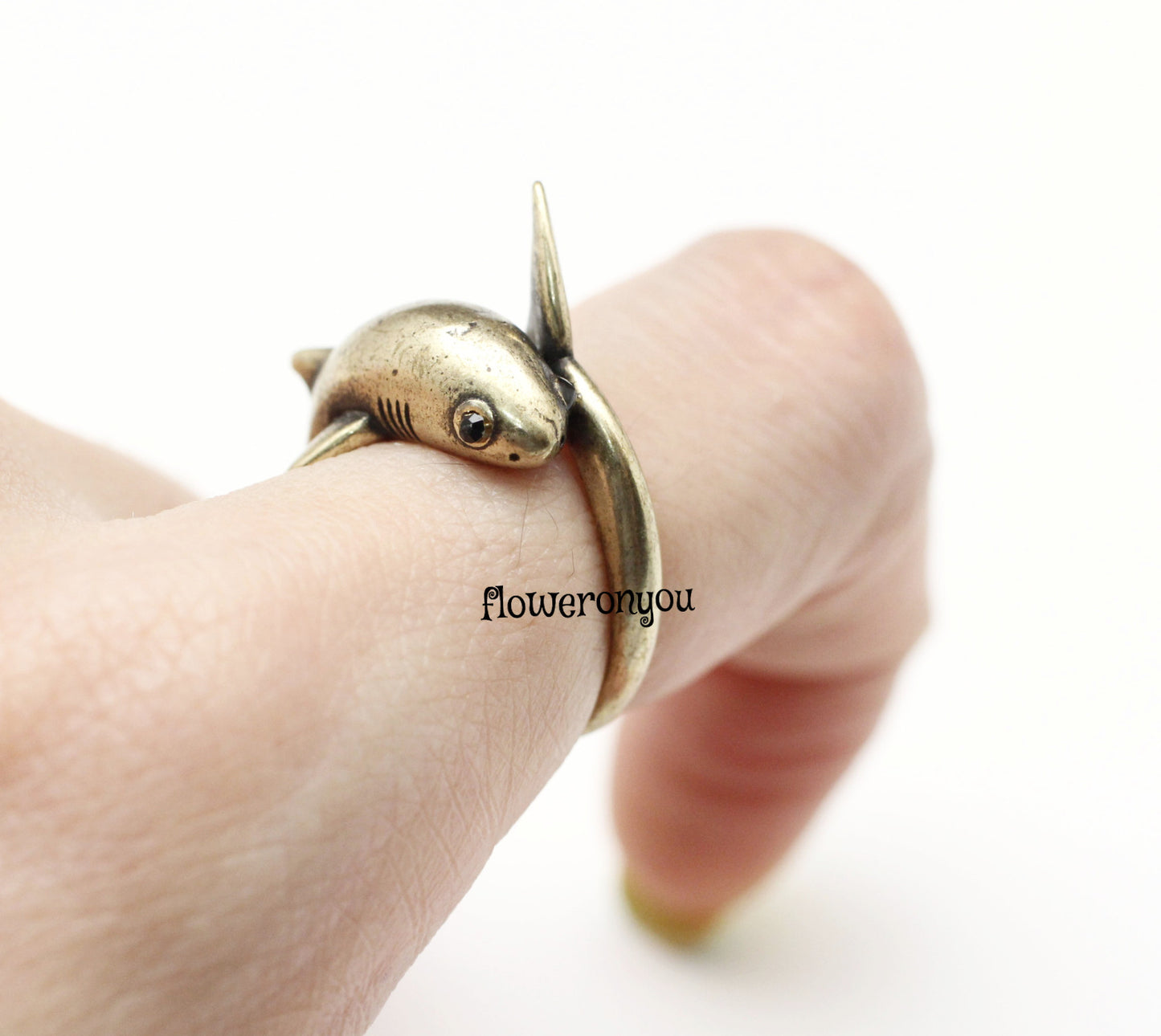 Cute Shark Adjustable Wrap Ring, Fish Ring,  R0255S