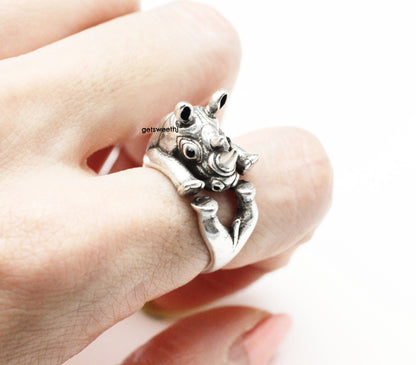 Cute Rhinoceros Wrap adjustable Ring, R0257S