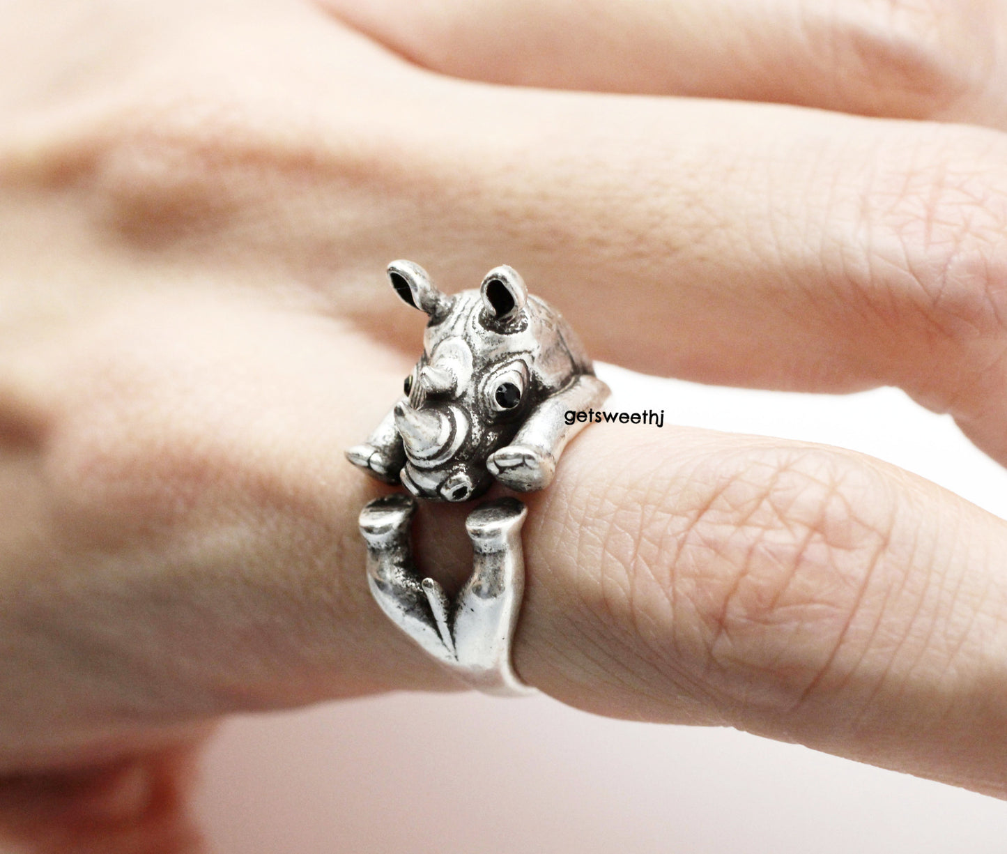 Cute Rhinoceros Wrap adjustable Ring, R0257S