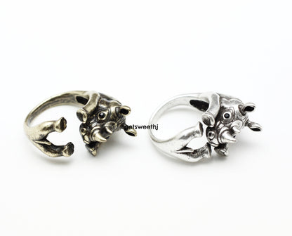 Cute Rhinoceros Wrap adjustable Ring, R0257S