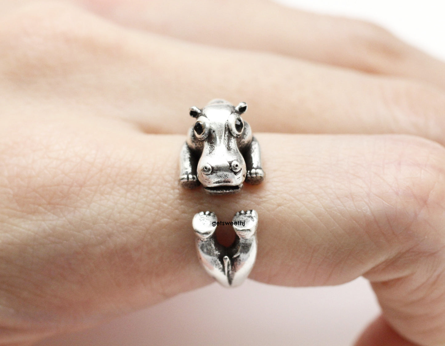 Cute Hippo Wrap adjustable Ring