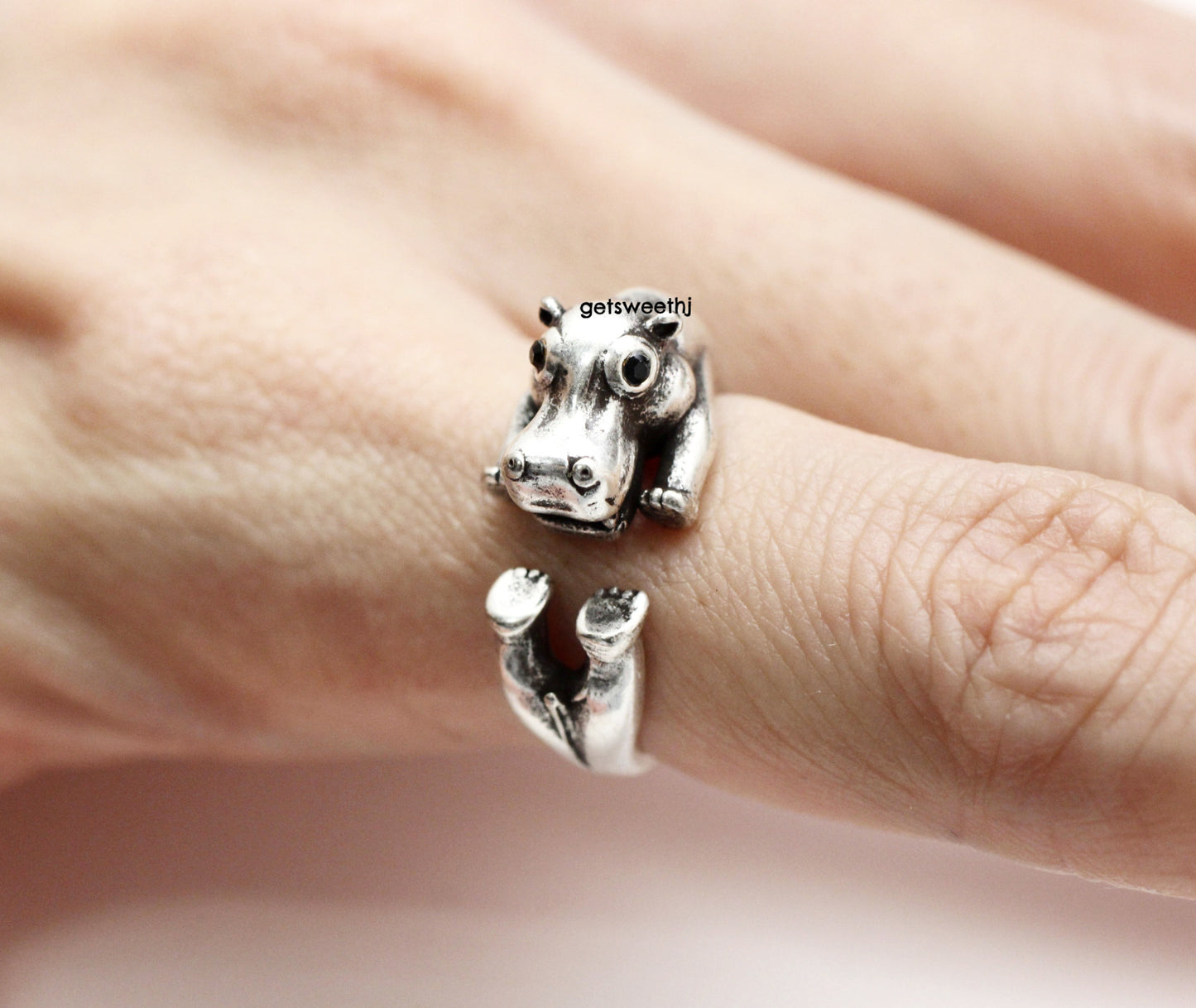 Cute Hippo Wrap adjustable Ring