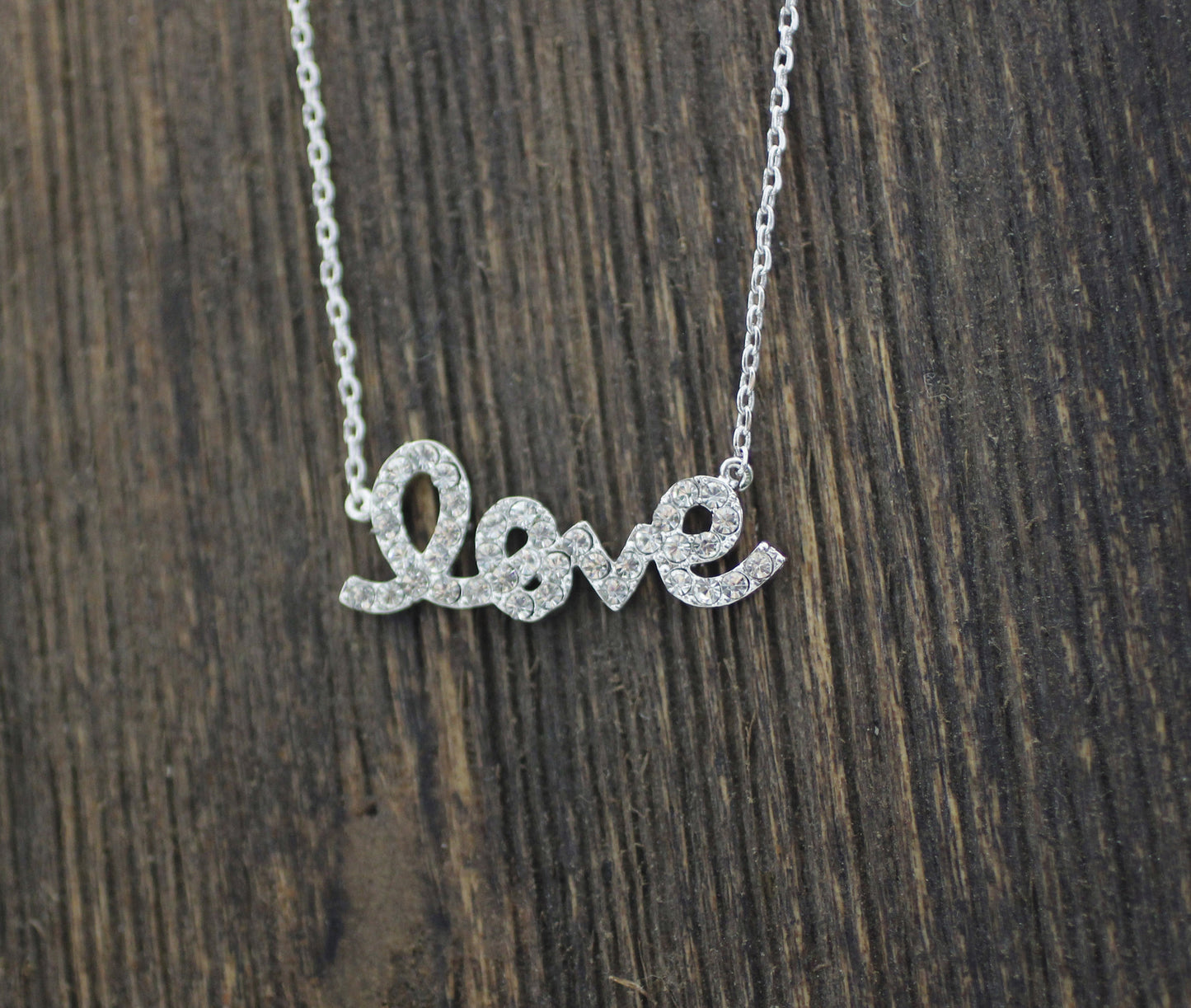 925 sterling silver LOVE charm Necklace detailed with CZ in Gold /silver