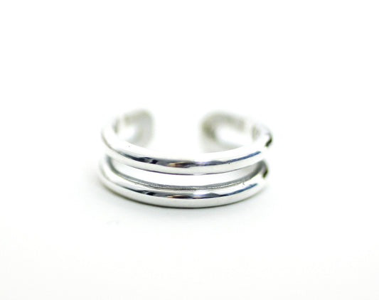 925 Sterling Silver 2 lines plain band midi rings, Knuckle Stacking Ring, R0198S