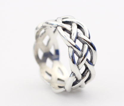 925 Sterling Silver Twisted Helix Pattern Infinity simbol Ring