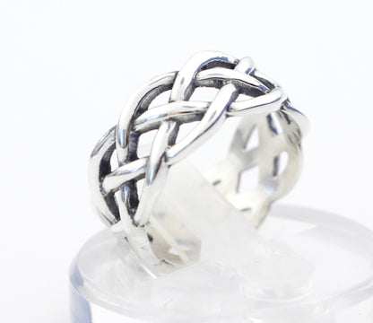 925 Sterling Silver Twisted Helix Pattern Infinity simbol Ring