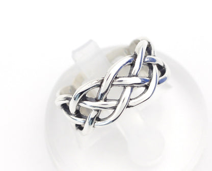 925 Sterling Silver Twisted Helix Pattern Infinity simbol Ring