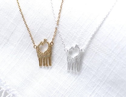 Loving Giraffe pendant  necklace in silver/ gold, N0011G