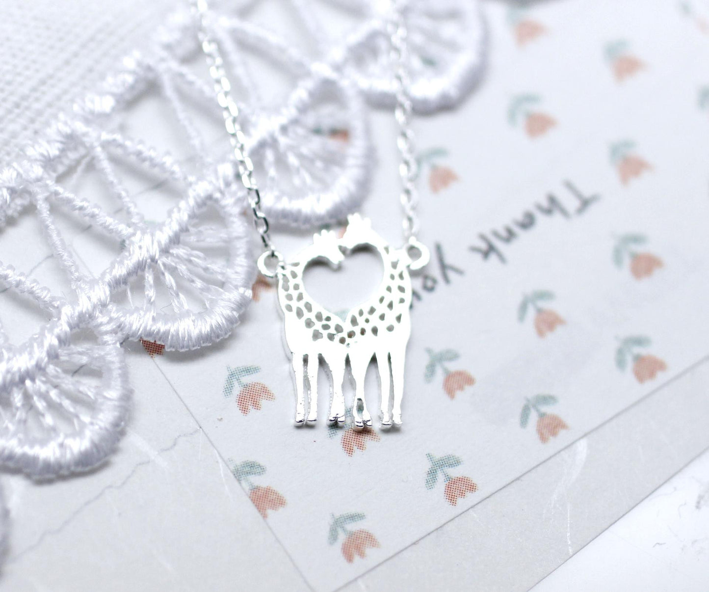 Loving Giraffe pendant  necklace in silver/ gold, N0011G