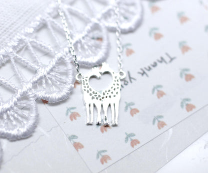 Loving Giraffe pendant  necklace in silver/ gold, N0011G