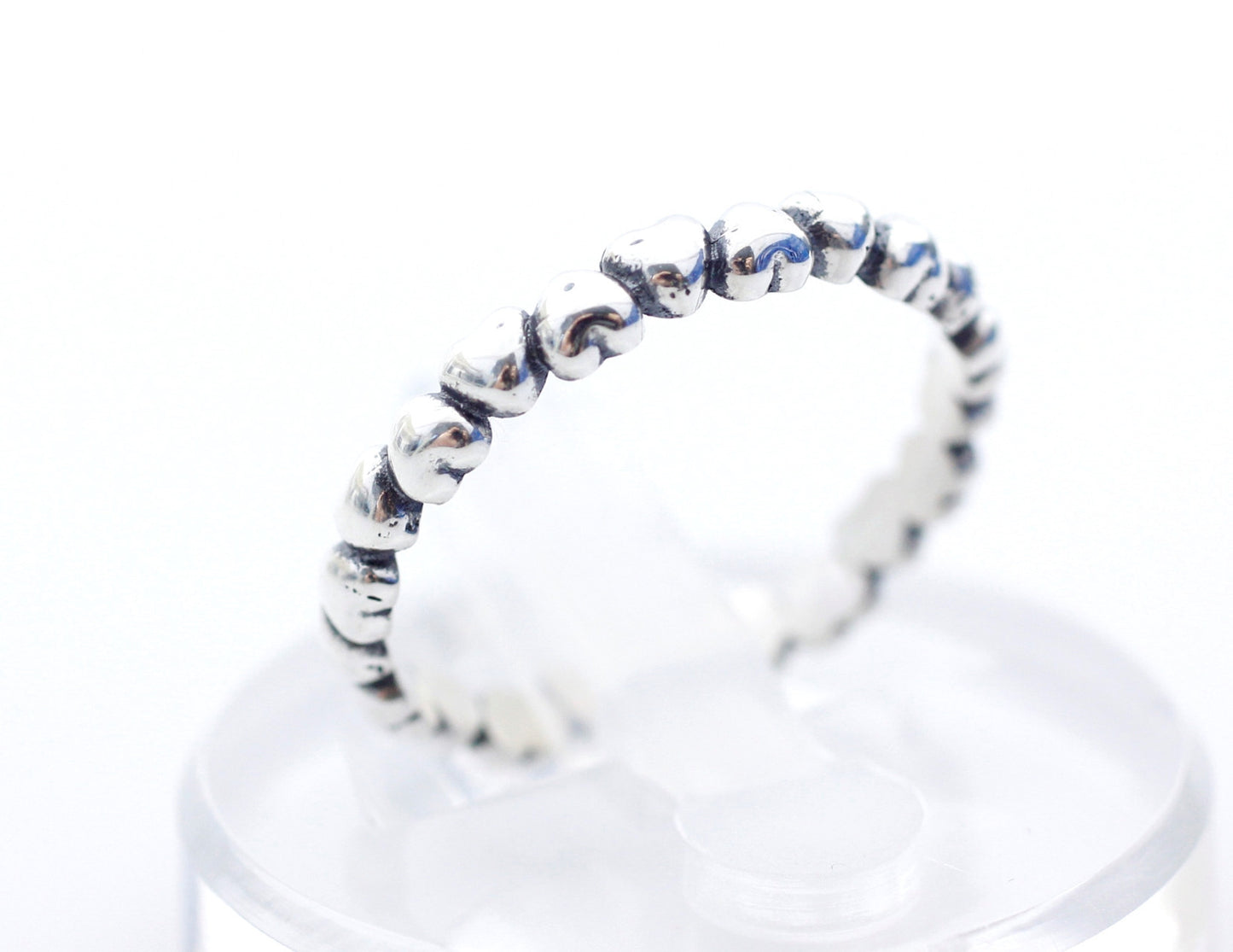 925 Sterling Silver Tiny Heart Line  ring