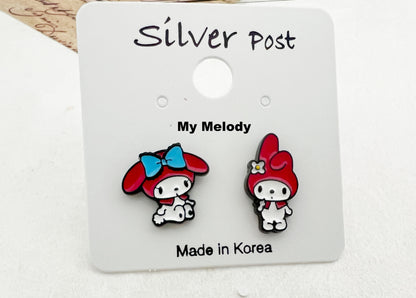 Sanrio stud earrings Sanrio Characters unbalance earrings Hello Kitty, Kuromi , My Melody, Cinnamorolls