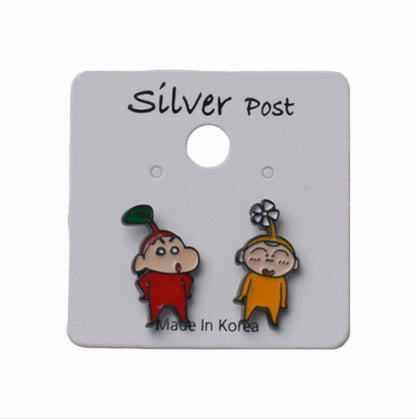 Cute Cartoon characters earrings, Crayon Shin Chan and Shiro Stud earrings