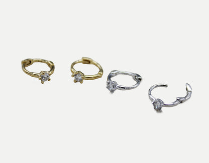 925 sterling silver Cubic Zirconia huggie earrings, CZ Huggie Hoop Earrings,Second Hole Huggie Hoop Earrings