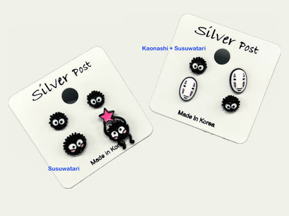 Spirited Away earrings, No-Face earrings, Kaonashi earrings, Susuwatari earrings