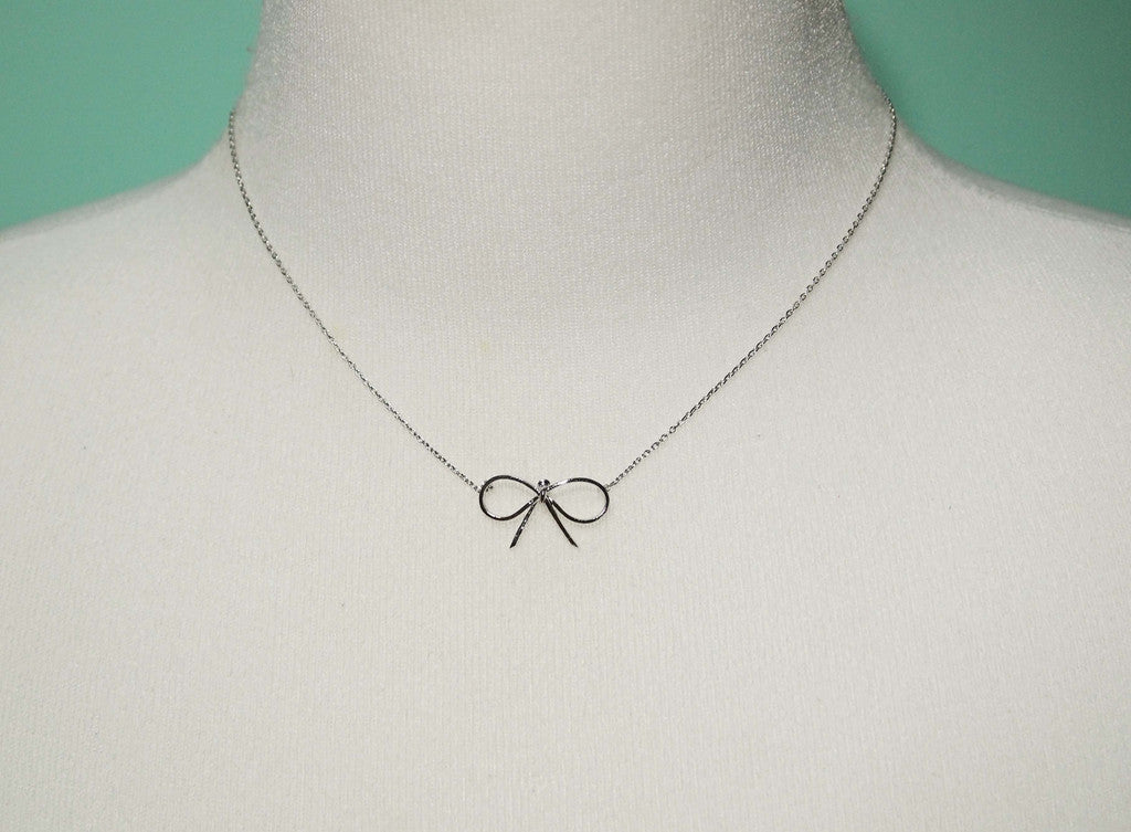 925 sterling silver BIG Bowknot charm pendant necklace