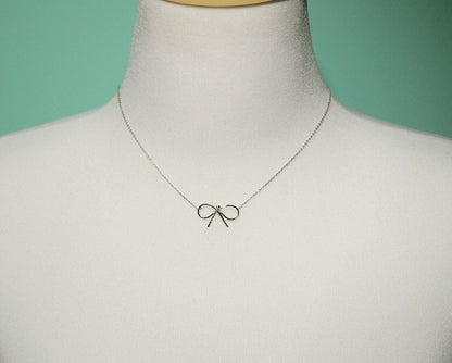 925 sterling silver BIG Bowknot charm pendant necklace