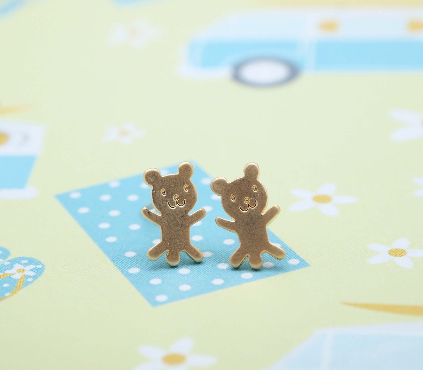 cute and unique tiny teddy bear post earrings( gold /silver)