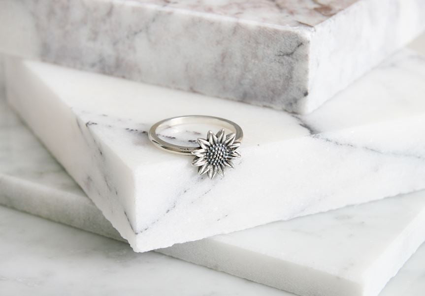 925 sterling silver Sunflower ring,Flower Stack Ring, Flower Ring, Sunflower Stack Ring, Boho Ring,