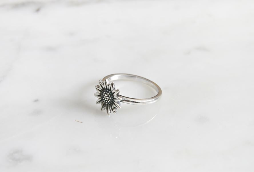 925 sterling silver Sunflower ring,Flower Stack Ring, Flower Ring, Sunflower Stack Ring, Boho Ring,
